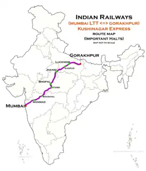 Kushinagar Express (Mumbai – Gorakhpur) route map