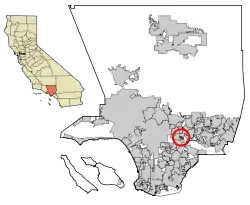 Location of South San Gabriel in Los Angeles County, California.
