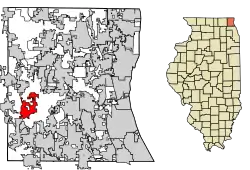 Location of Wauconda in Lake County, Illinois.