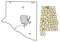 Location of Mooresville in Limestone County, Alabama.