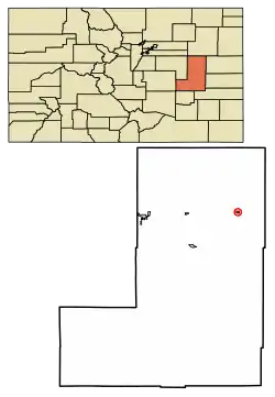 Location of the Town of Arriba in Lincoln County, Colorado.