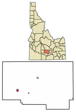 Location of Shoshone in Lincoln County, Idaho.