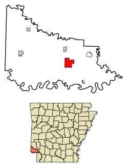 Location of Ashdown in Little River County, Arkansas.