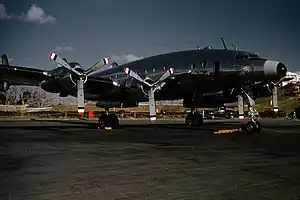 Lockheed Constellation Columbine II parked in Bermuda during President Eisenhower's visit in 1953