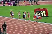 Eliška Klučinová (second from left) during the 800&nbsp;m run in women's heptathlon