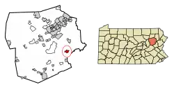 Location of Penn Lake Park in Luzerne County, Pennsylvania.