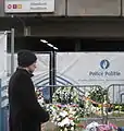 Maelbeek metro entrance after the 2016 Brussels bombings