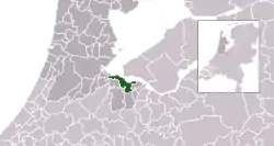 Highlighted position of Gooise Meren in a municipal map of North Holland