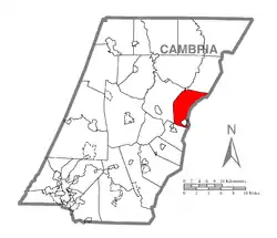 Map of Cambria County, Pennsylvania highlighting Gallitzin Township