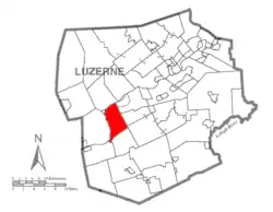 Map of Luzerne County highlighting Conyngham Township