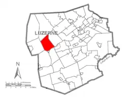 Map of Luzerne County highlighting Union Township