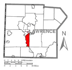 Location of Taylor Township in Lawrence County
