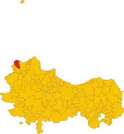 Location of Cinisi in the Province of Palermo