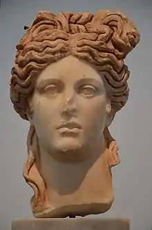 Marble head of a goddess, found in the Hadrianic Baths, 2nd century AD