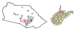 Location of Monongah in Marion County, West Virginia.