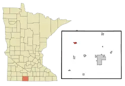 Location in Martin County and the state of Minnesota