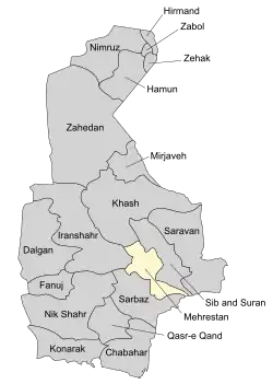 Location of Mehrestan County in&nbsp;Sistan&nbsp;and&nbsp;Baluchestan province