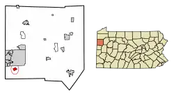 Location of West Middlesex in Mercer County, Pennsylvania.