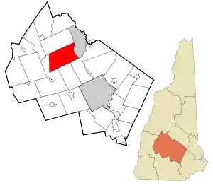 Location in Merrimack County and the state of New Hampshire