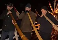 Musicians of the group MidwinterhoornBloasgroep "Kop van Overiessel"