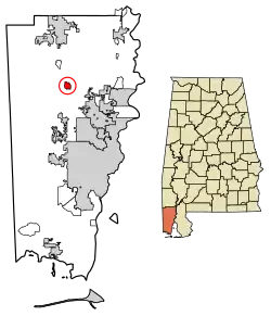 Location in Mobile County, Alabama