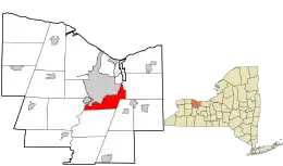 Location in Monroe County and the state of New York.