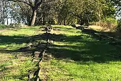 Cables on sleeper stones at the summit