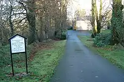 Parish sign and church in Munterconnaught