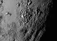 Tenzing Montes on Pluto(closeup; 14&nbsp;July 2015).