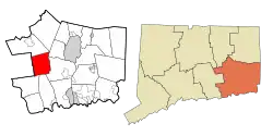 Salem's location within New London County and Connecticut