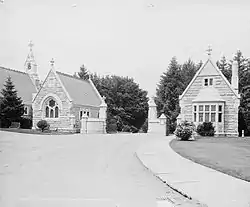Northam Memorial Chapel and Gallup Memorial Gateway, Cedar Hill Cemetery, Hartford, Connecticut (1882).