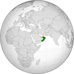 Map indicating locations of Oman and United Arab Emirates