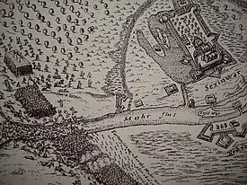 Illustration of one of the battles in 1663 when Ottomans failed to capture the fort.