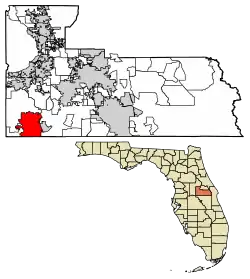Location of Bay Lake in Orange County, Florida.