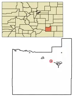 Location of Swink in Otero County, Colorado.