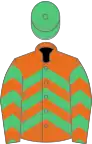 Orange and emerald green chevrons, emerald green cap