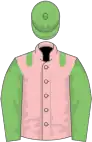 Pink, light green epaulets, sleeves and cap