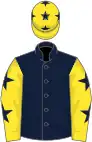 Dark blue, yellow sleeves, dark blue stars and cap