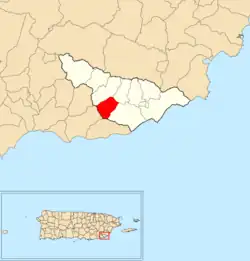 Location of Palo Seco within the municipality of Maunabo shown in red