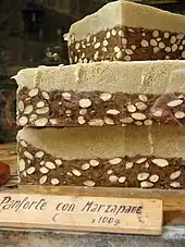 Panforte with marzipan at a shop in San Gimignano