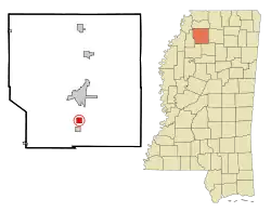 Location of Courtland, Mississippi