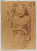 Oviri, 1894, watercolour monotype, Fogg Museum, Boston