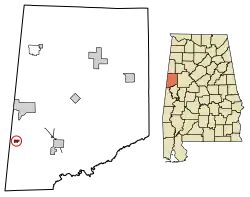 Location of Memphis in Pickens County, Alabama.