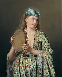 Lady from the Ottoman Court playing the Def. Painting by Pierre-Désiré Guillemet, 1875.