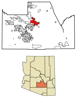 Location of Florence in Pinal County, Arizona