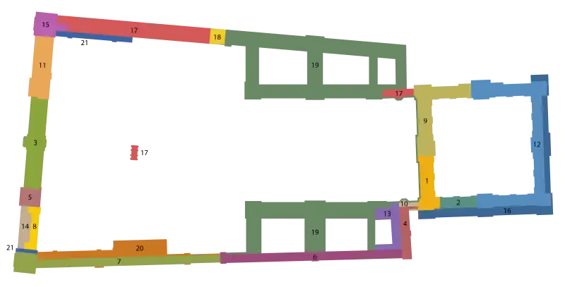 Plan of Louvre and Tuileries by stage of construction