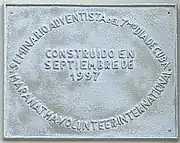 Plaque at entrance