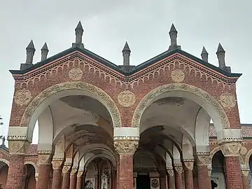 Close-up of the porches