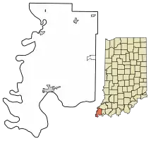 Location of Griffin in Posey County, Indiana.