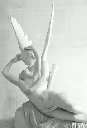 Psyche Revived by Cupid's Kiss; by Antonio Canova; c. 1787–1793; marble; height: 1.55&nbsp;m, width: 1.69&nbsp;m, depth: 1.01&nbsp;m; Louvre